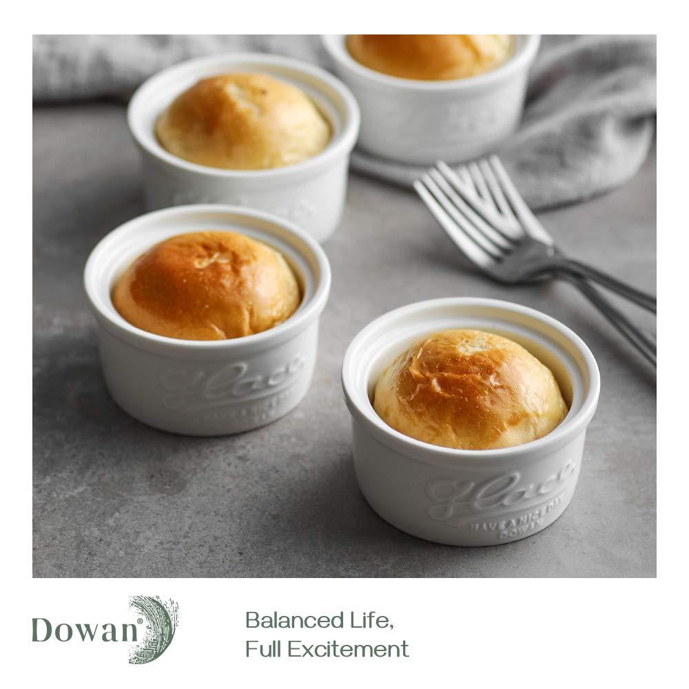 DOWAN Ramekins 4 oz Oven Safe, Porcelain Souffle Dish for Pudding Creme Brulee and Lava Cake, Mason Style Ramekin Bowls for Baking White Ceramic Ramekins, Bakeware Set of 6 - CookCave