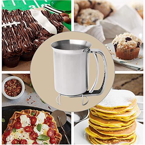 Pancake Batter Dispenser, 900ML Stainless Steel Pourer Handheld Making Crepes Cupcake Waffle Cake Maker Pastry Funnel Art Kit Cooking Baking Accessories Tools Gadgets Home Kitchen - CookCave