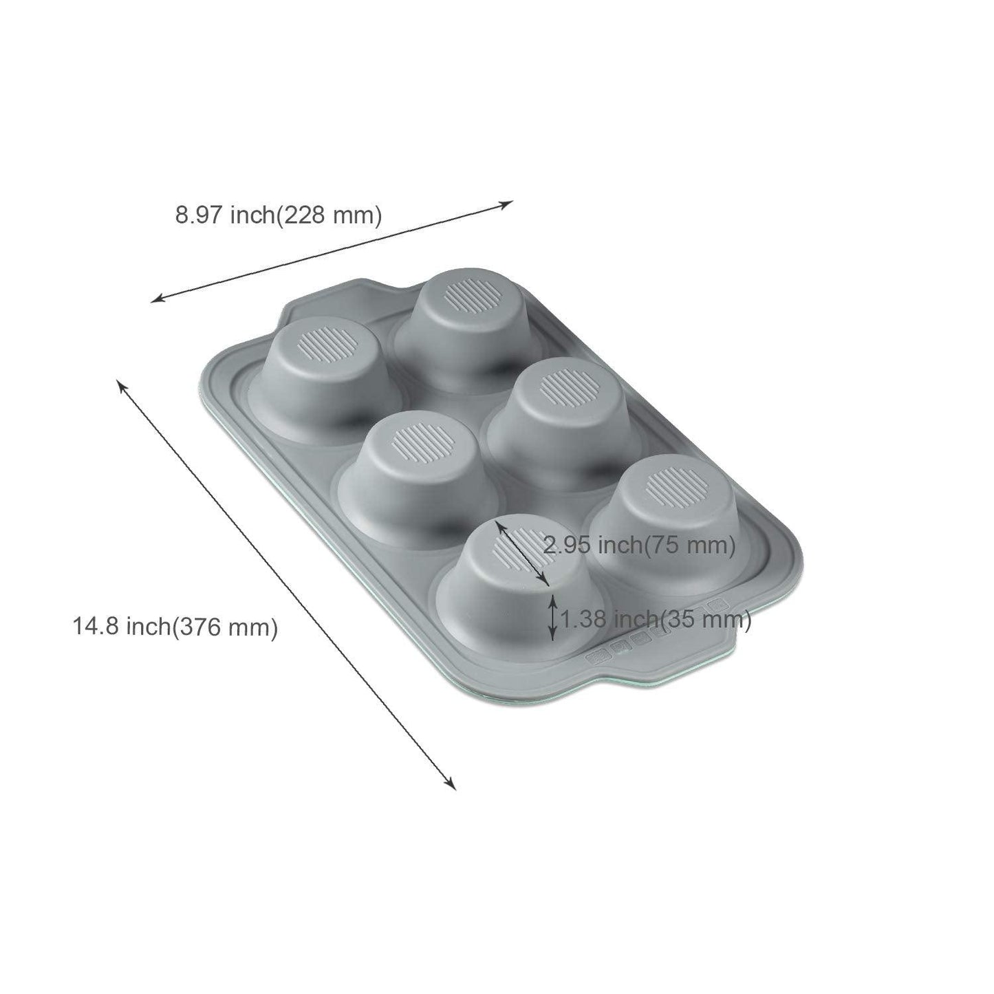 JXWING 6 Cups Non-stick Silicone Cupcake Baking Pan with Ergonomics Grips, Premium Stainless Steel Core Muffin Pan, Aqua Sky - CookCave