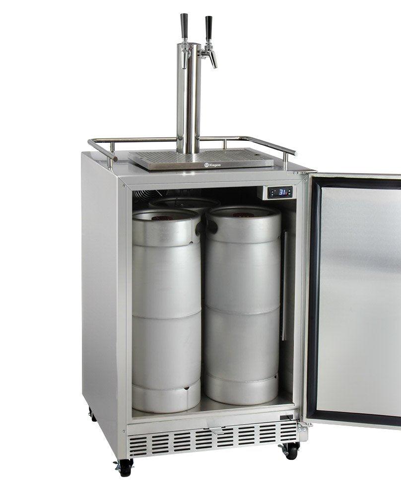 Kegco Kegerator 24" Wide Dual Tap Stainless Steel Commercial Beer Dispenser HK38SSC-2 - CookCave