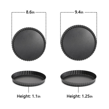 Tart Pan 2 Pack Large Tart Pans with Removable Bottoms Round Nonstick Quiche Pan Carbon Steel Tart Pans for Baking (Set of 2) - CookCave