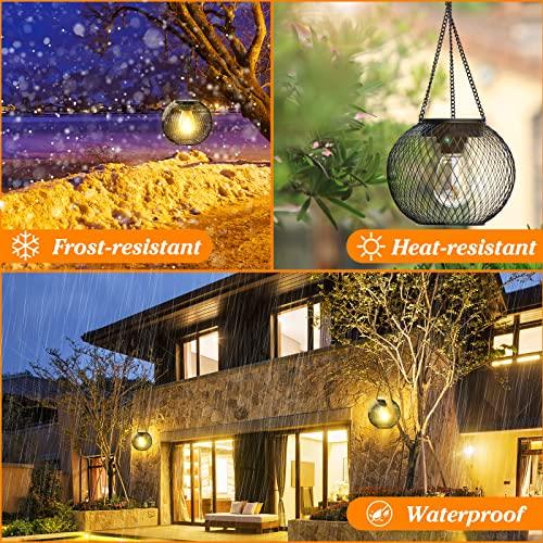 KagoLing Solar Lantern Outdoor, Upgraded Hanging Solar Lights Outdoor Garden Christmas Decorations Decorative Lighting Solar Powered Waterproof Tree Lantern for Garden Yard Patio Pathway, 2 Pack - CookCave