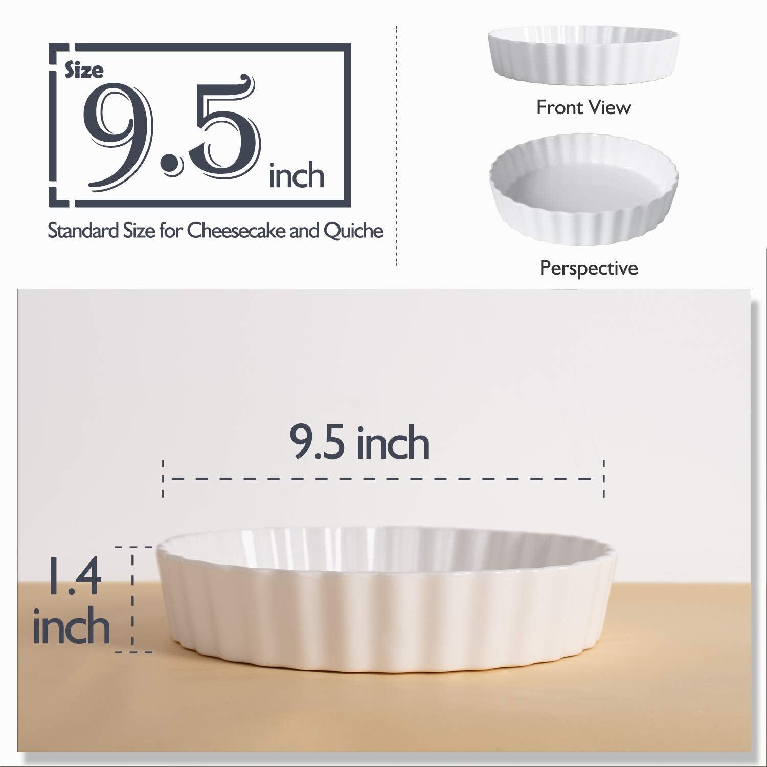DELLING Set of 2 Tart Pans, 9.5 inch Quiche Pan, Ceramic Fluted Quiche Baking Dish/Pie Pan, Perfect for Baking Tart Pies and Chicken Pot Pie, Cheesecake, Creme Brulee, Round, White - CookCave