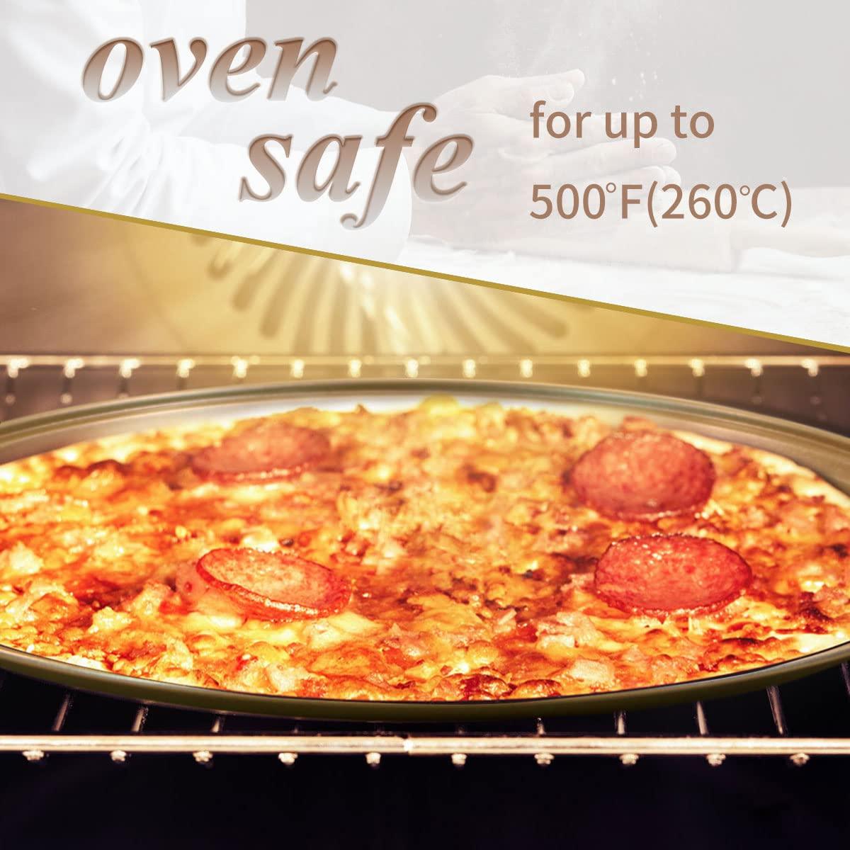 COOKWIN 2 Pack Pizza Pan,Pizza Pan for Oven,12.6 Inch Pizza Baking Pan,Non-Stick Golden Carbon Steel pizza pan with holes,Organosilicon Coated Crisper Pan,Dishwasher Safe - CookCave