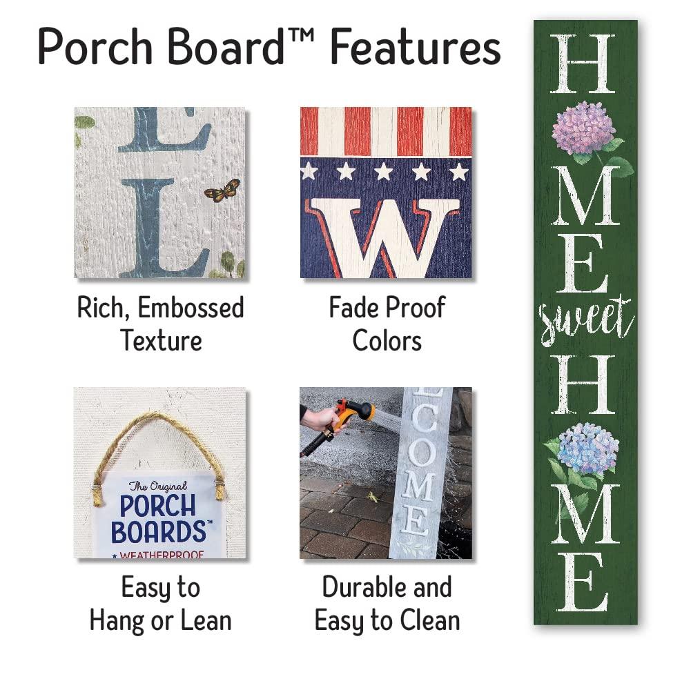 My Word! Home Sweet Home Hydrangea Porch Board Welcome Sign and Porch Leaner for Front Door Porch Deck Patio or Wall - Indoor Outdoor Spring Farmhouse Rustic Vertical Porch and Yard Decor - 8"x46.5" - CookCave