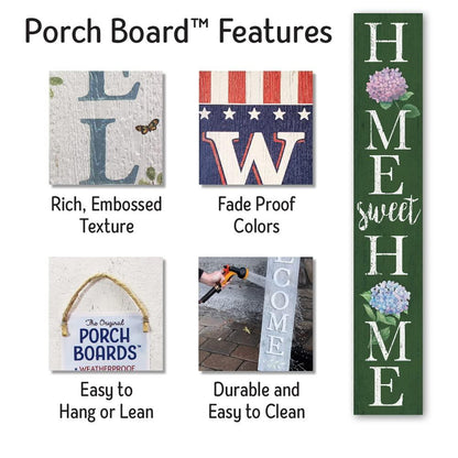 My Word! Home Sweet Home Hydrangea Porch Board Welcome Sign and Porch Leaner for Front Door Porch Deck Patio or Wall - Indoor Outdoor Spring Farmhouse Rustic Vertical Porch and Yard Decor - 8"x46.5" - CookCave
