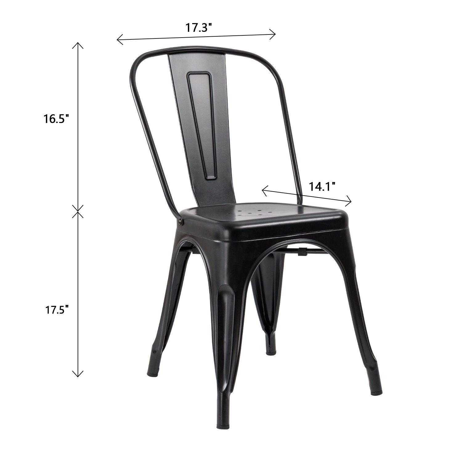 JUMMICO Iron Metal Dining Chair Stackable Indoor-Outdoor/Classic/Chic Industrial Vintage Chairs Bistro Kitchen Cafe Side Chairs with Back Set of 4 (Black) - CookCave