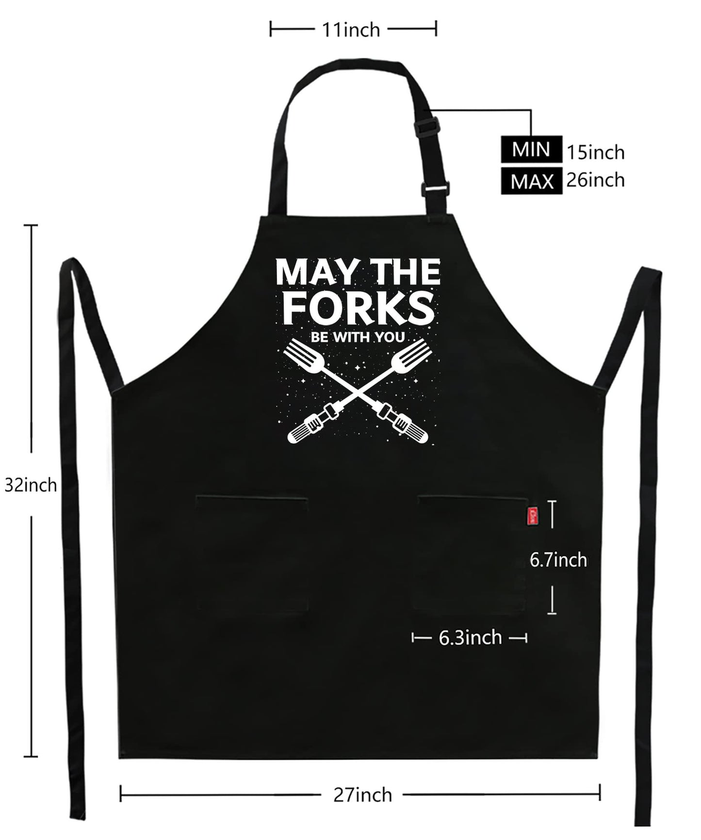 Kaidouma Funny Grill Aprons for Men - May The Forks Be With You - Men’s Funny Chef Cooking Grilling BBQ Aprons with 2 Pockets - Birthday Father’s Day Christmas Gifts for Dad, Husband, Movie Fans - CookCave