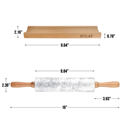 Zulay Kitchen 17-Inch Marble Rolling Pin With Stand - Polished Marble Rolling Pins For Baking - Long Rolling Pin Marble With Beechwood Handle - Non-stick Roller Pin For Baking Pastries, Bread & Pizza - CookCave