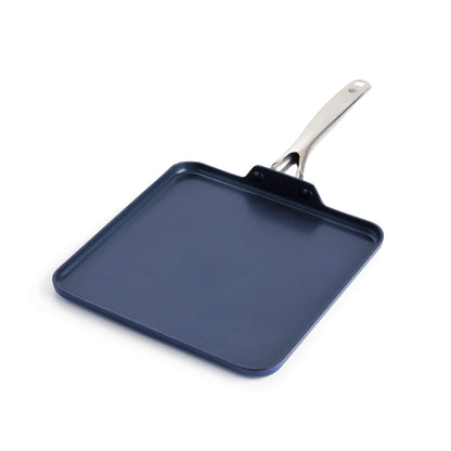 Blue Diamond Cookware Diamond Infused Ceramic Nonstick, 11" Griddle Pan, PFAS-Free, Dishwasher Safe, Oven Safe, Blue - CookCave