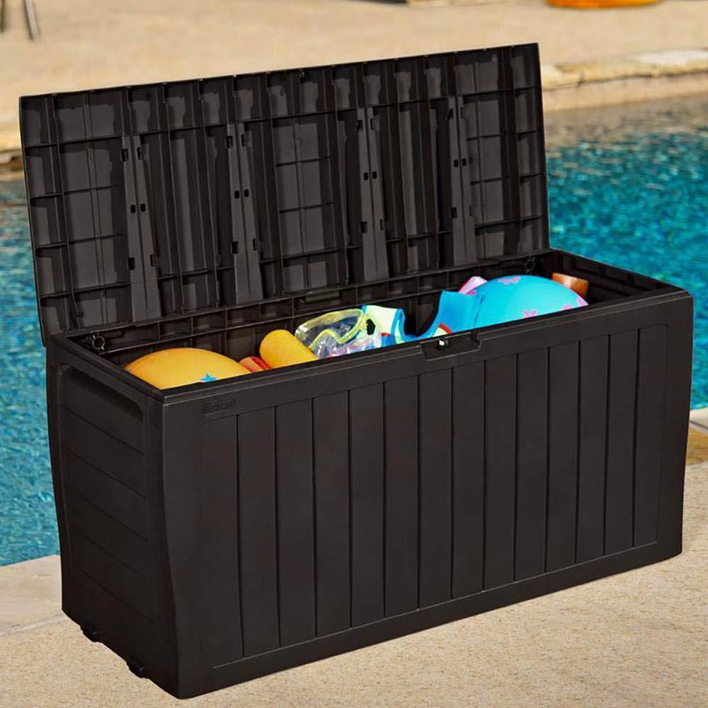 Keter Marvel Plus 71 Gallon Resin Deck Box-Organization and Storage for Patio Furniture Outdoor Cushions, Throw Pillows, Garden Tools and Pool Toys, Brown - CookCave