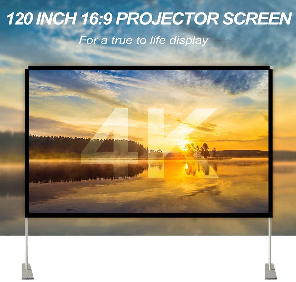 Abdtech Portable Outdoor Movie Screen, 120 inch 3D Projector Screen Frame Foldable Movie Screen for Projectors Enjoy Outdoor Film Movie Night with Carrying Bag for Indoor Outdoor Home Theater Camping - CookCave