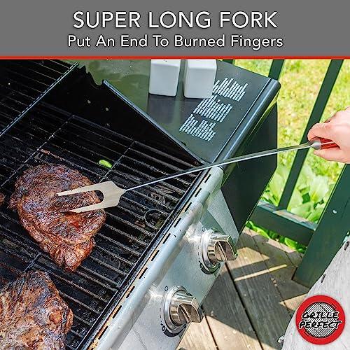 Grill Fork Super Long 24-inch for Grilling, Barbecue and Griddle | Extra Long Stainless Steel Fork with Long Prongs for Fire Pit | Heavy Duty Extra Strong and Wide Turner for BBQ and Outdoor Kitchen - CookCave