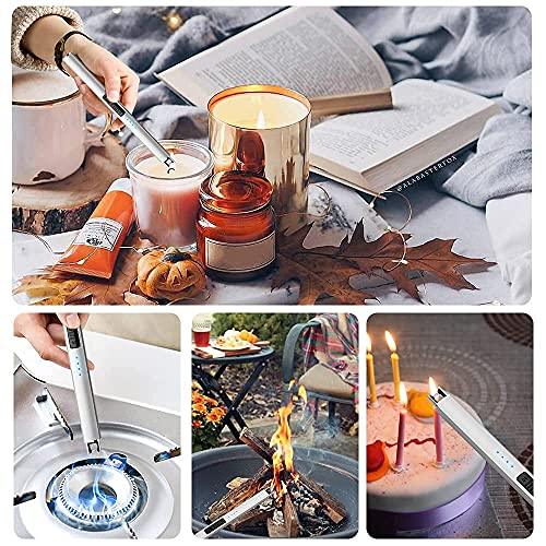 SUPRUS Electric Lighter Arc Windproof Flameless USB Lighter Rechargeable Lighter with Safety Lock for Candle BBQ Camping (Silver) - CookCave