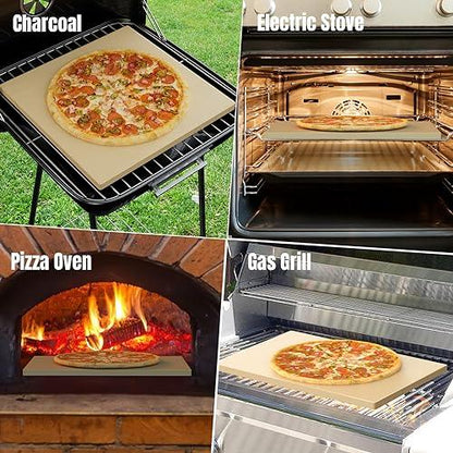 Large Pizza Stone for Oven 20" x 13.5" - Caprihom 0.67" Thickness Pizza Stone for Grill Heavy Duty Cordierite Stone, Ideal for Baking Different Sizes of Pizzas Rectangular Pizza Stone with Scaper - CookCave