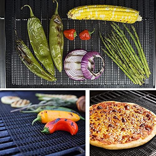 BBQ Mesh Grill Mat Set of 6 - Non-Stick Barbecue Grill Sheet Liners Grilling Mats for Outdoor Teflon Grill Sheets Reusable and Easy to Clean-Works on Electric Grill, Gas, Charcoal 15.75 x 11.8in - CookCave