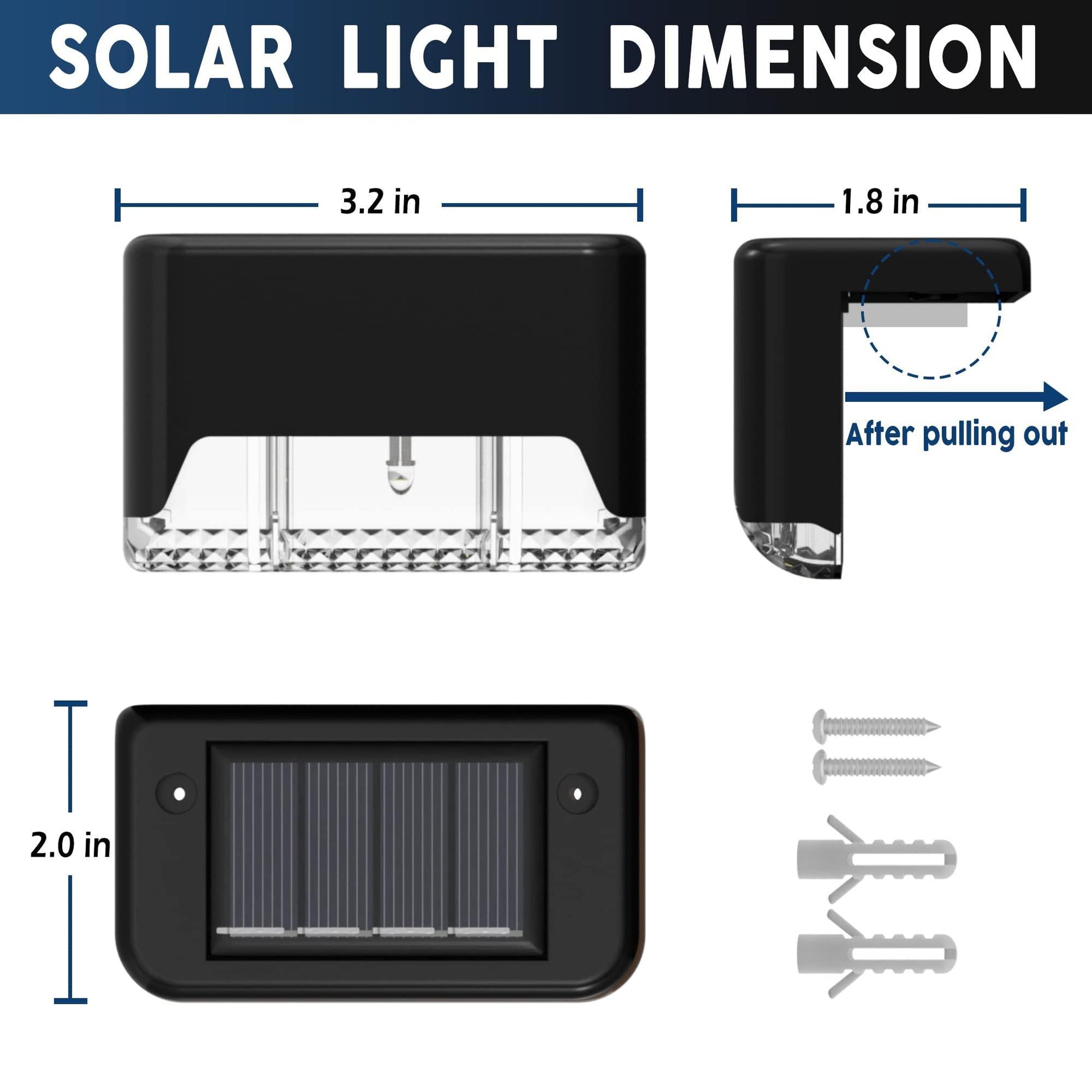 Otdair Solar Deck Lights, 16 Solar Step Lights Waterproof LED Solar Stair Lights, Outdoor Solar Fence Lights for Deck, Stairs, Step, Yard, Patio, and Pathway (Warm White), Black - CookCave