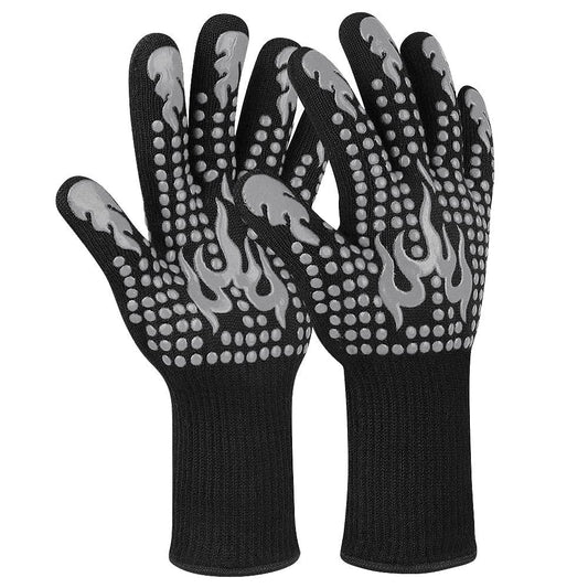 Ribetween BBQ Gloves, Heat Resistant Gloves for Cooking, Non-Slip Grill Gloves Oven Mitts, 1472°F Extreme Heat Resistant Silicone Gloves Grilling Gloves for Barbecue, Frying, Baking, 1 Pair (Gray) - CookCave