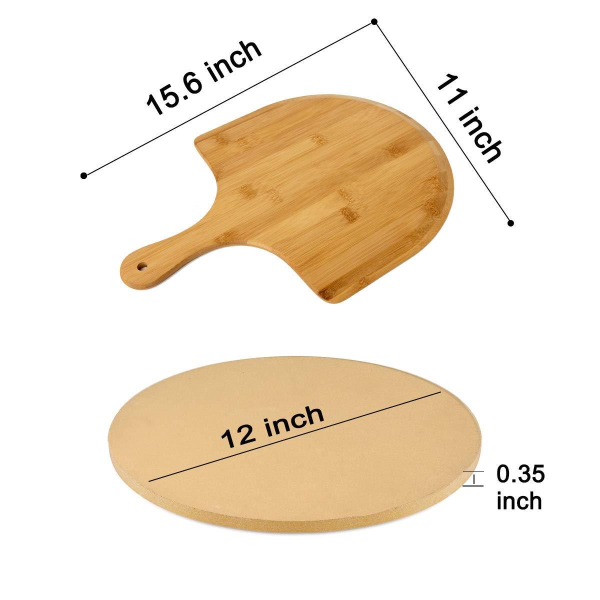 GEEBOBO Pizza Stone for Oven and Grill, Free Wooden Pizza Peel Paddle,Durable and Safe Pizza Stone for Grill,Thermal Shock Resistant Cordierite Cooking Stone,baking stone (12 inch) - CookCave