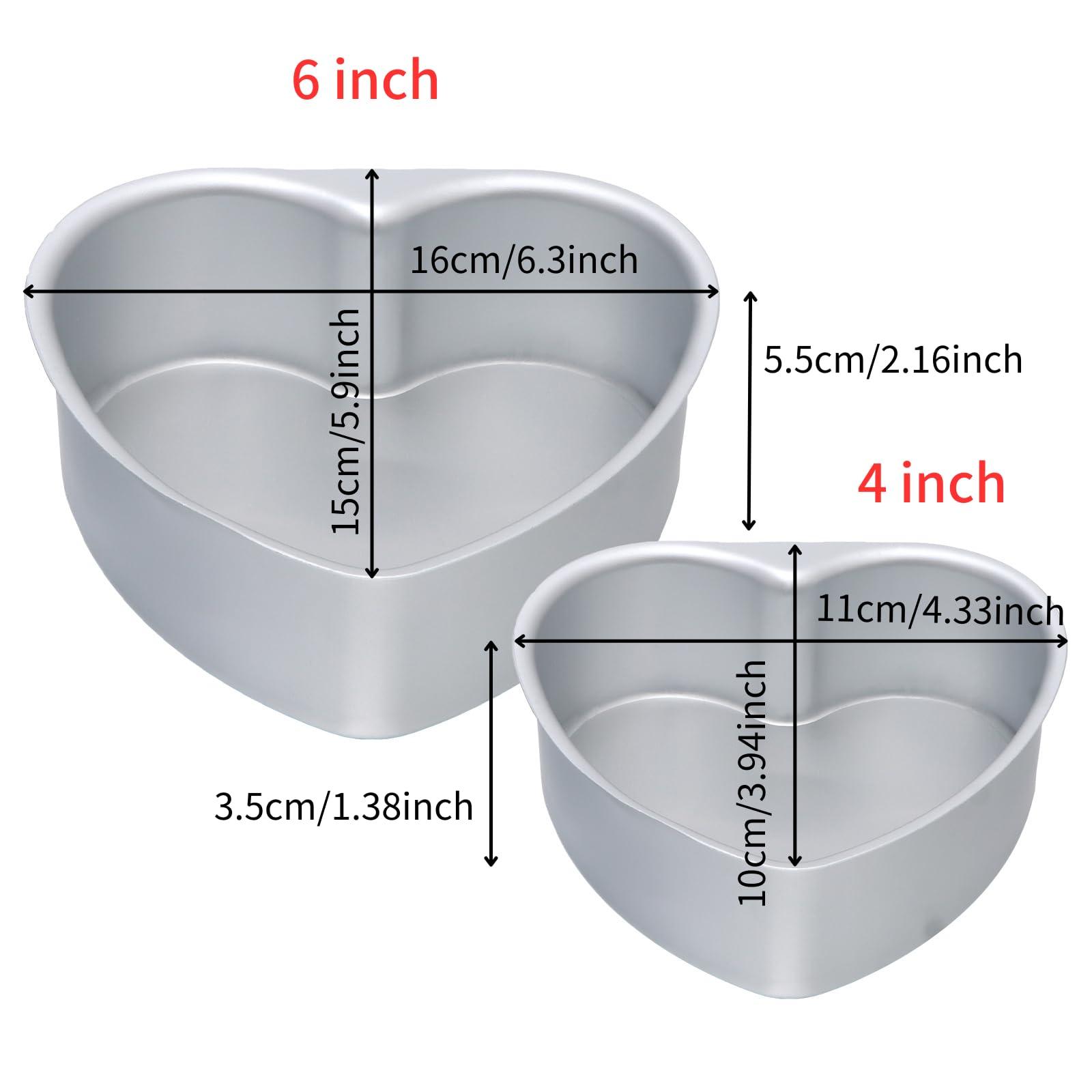 beyonday 2pcs Heart Shaped Cake Pan with Removable Bottom, 4+6 inch Aluminum Cake Tray for Wedding Birthday Anniversary, Kitchen Baking Bread Cheesecake Non-stick Cake Mold (Silver) - CookCave