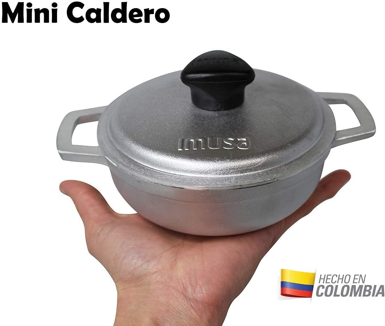 IMUSA USA 4 Piece 0.5Qt Traditional Colombian Mini Calderos (Dutch Oven) for Cooking and Serving, Silver - CookCave