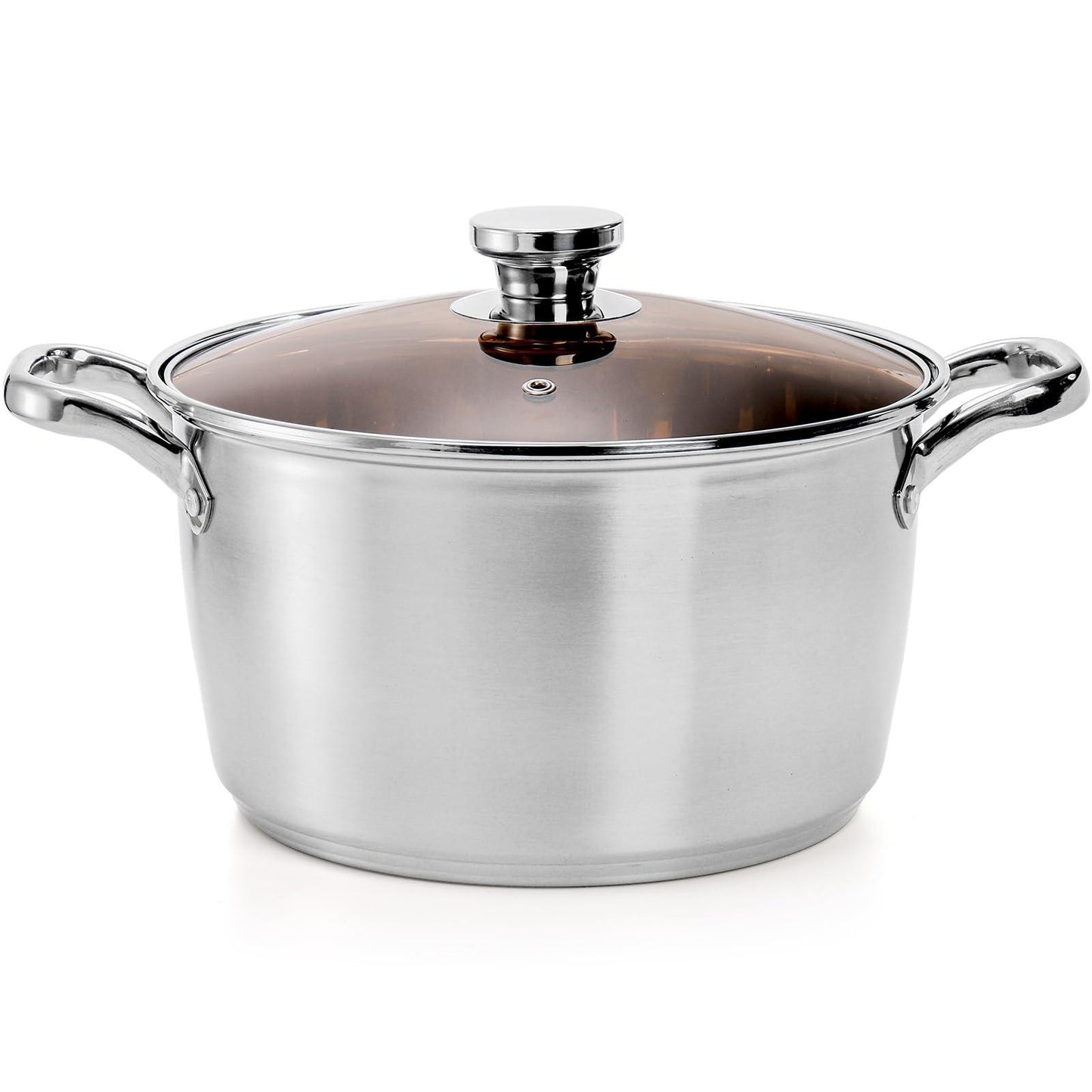 ZEAYEA Stainless Steel Stockpot, 5.8 Quart Cooking Pot with Glass Lid, Soup Pasta Pot with Double Heatproof Handles for Stew, Sauce and Reheat Food, Dishwasher Safe - CookCave