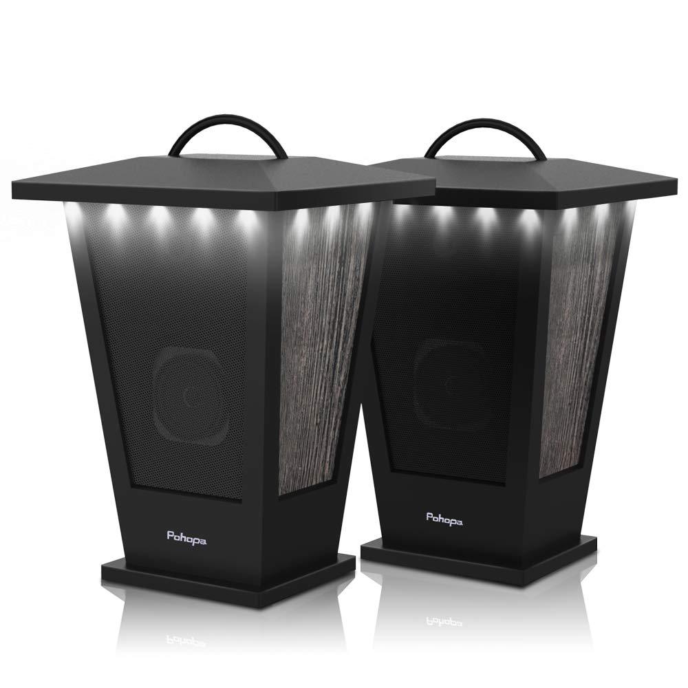 pohopa Bluetooth Speakers Waterproof, 2 Packs True Wireless Stereo Sound 20W Speakers Dual Pairing Lantern Indoor Outdoor Speakers with 20 Piece LED Lights, Rich Bass, Pinao Black - CookCave