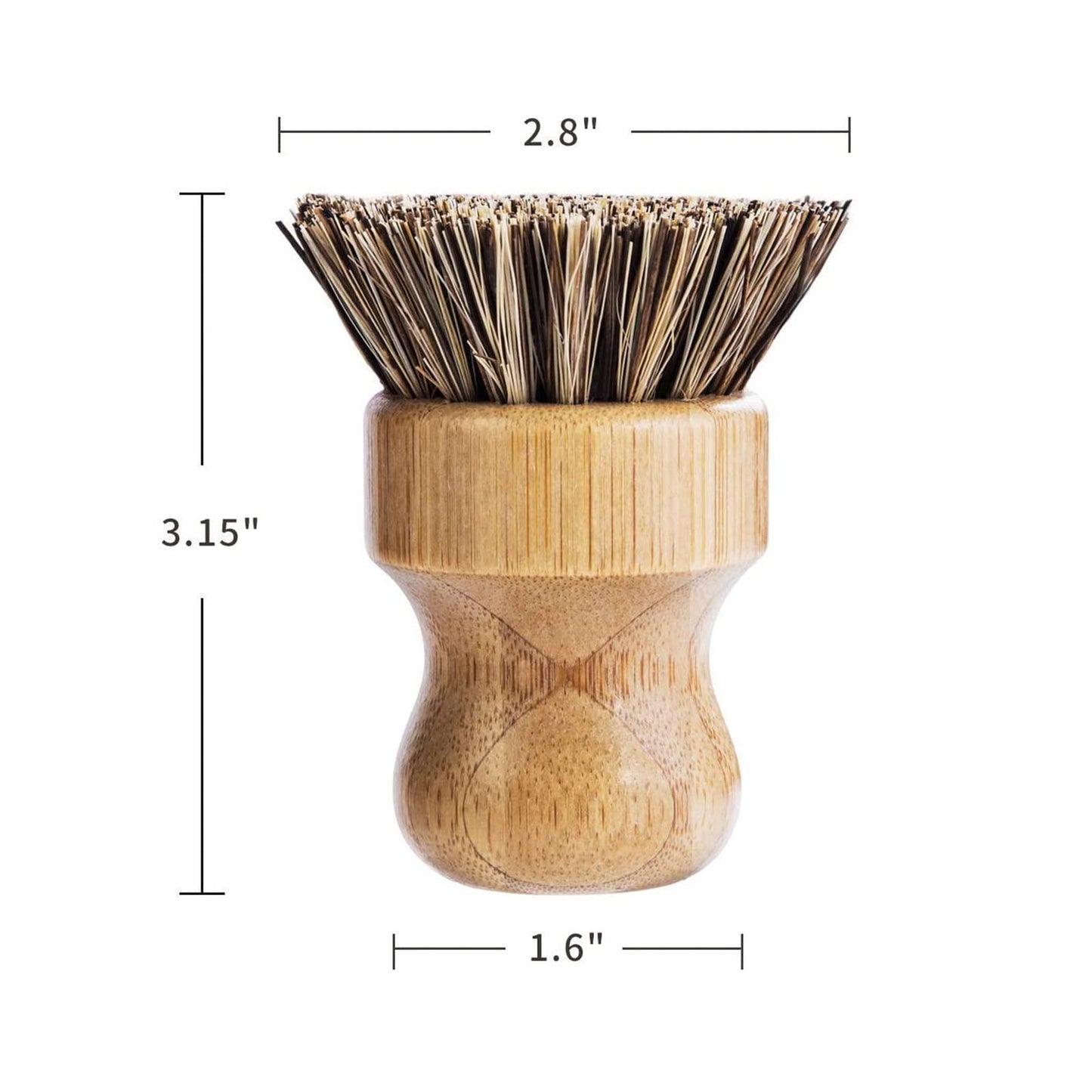 Palm Pot Brush- Bamboo Round 3 Packs Mini Dish Brush Natural Scrub Brush Durable Scrubber Cleaning Kit with Union Fiber and Tampico Fiber for Cleaning Pots, Pans and Vegetables - CookCave