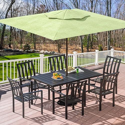 SAILARY Dining Umbrella Hole Mesh Shelf, Weather-Resistant Outdoor Use Rectangle Patio Metal Table 60" X 38", Black - CookCave