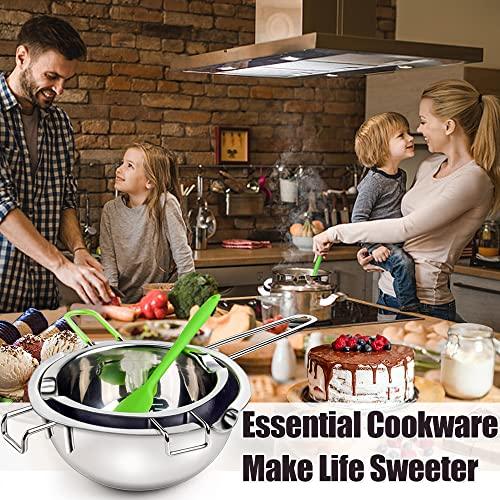 Double Boiler Pot Set for Melting Chocolate, Butter, Cheese, Caramel and Candy - 18/8 Steel Melting Pot, 2 Cup Capacity, Including The 1000ml and 600ml Capacity… - CookCave