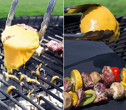 BBQ Grill Sheets Mat ,100% Non Stick Safe ,Extra Thick,Reusable and Dishwasher safe, 3 piece of (13"x15.75") - CookCave