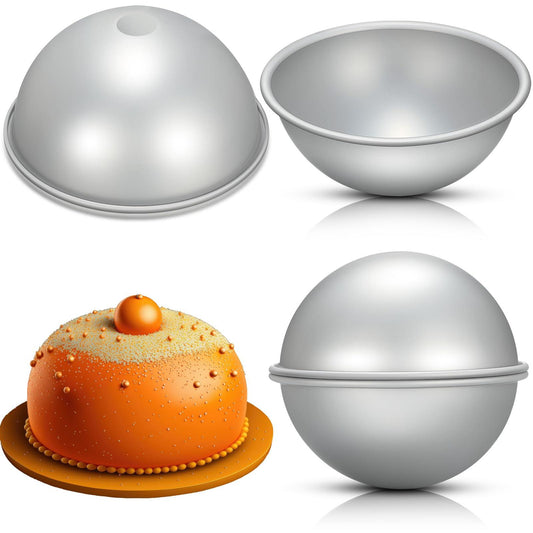 Hushee 2 Pcs Football Cake Pan 8 Inch Aluminum Hemisphere Pan Nonstick 3D Round Shape Cake Molds for Baking Sphere Half Ball Cake Pan for Birthday Wedding Anniversary DIY Cakes Bakeware Tools, Silver - CookCave