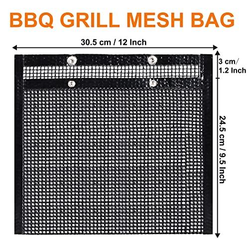 BBQ Mesh Grill Bags for Outdoor Grill Reusable, 3 PCS Non-Stick Barbecue Bags for Charcoal Gas Electric Grills Smokers BBQ Veggie Grill Bags for Cooking Vegetables Grilling Bag Pouches Heat-Resistant - CookCave