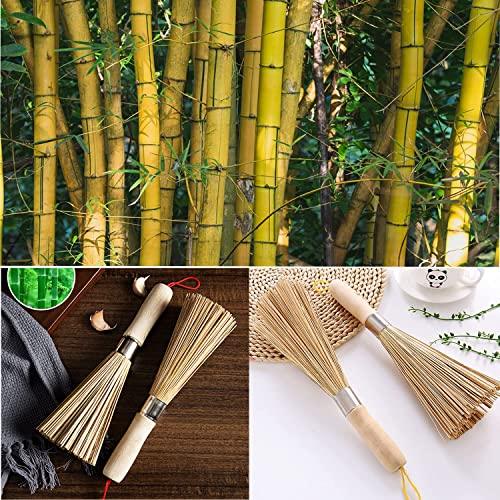 2Pack Traditional Natural Bamboo Wok Brushes , Kitchen Cleaning Brush, Bamboo Kitchen pan Brush, for Cleaning Dishes, Cast Iron Pots, Pans, Vegetables and Sink。 - CookCave