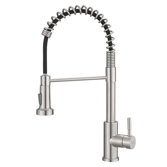 GIMILI Kitchen Faucet with Pull Down Sprayer High Arc Single Handle Spring Kitchen Sink Faucet Brushed Nickel Modern rv Stainless Steel Kitchen Faucets - CookCave