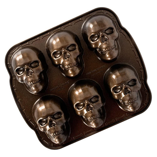 Nordic Ware Halloween Bakeware, Haunted Skull Cakelet Pan, Bronze - CookCave