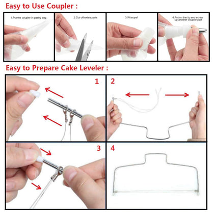 YOQXHY 90 Pcs Cake Decorating Kit with Rotating Cake Turntable & Leveler,24 Numbered Icing Piping Tips,2 Spatulas,3 Comb Scrapers,2 Couplers,5 Bag Ties and 50 Disposable Pastry Bags - CookCave