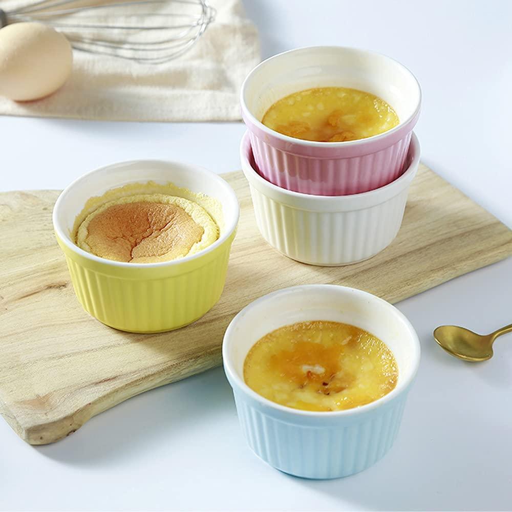 YAZYLIFE Ramekins 6oz Oven Safe,Creme Brulee Ramekins and Souffle Dishes,Porcelain Ramekin Baking Bowls,Dipping Sauce Dish.Pudding Cups,Set of 6,Colorful. (Colorful) - CookCave