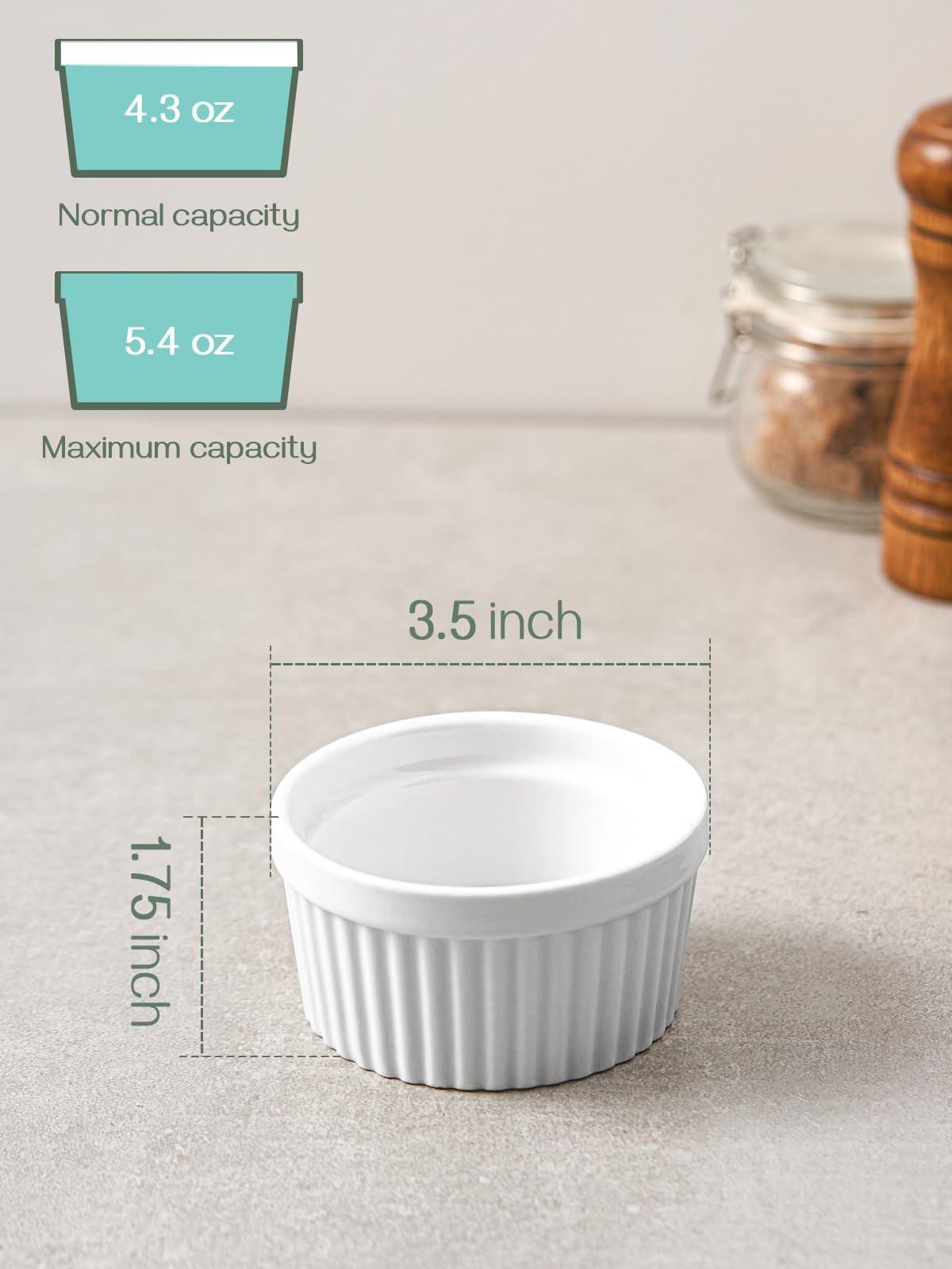 DOWAN 4 oz Ramekins for Creme Brulee Porcelain Ramekins Oven Safe, Classic Style Ramekins for Baking Souffle Ramekins Bowls, Set of 6, White - CookCave