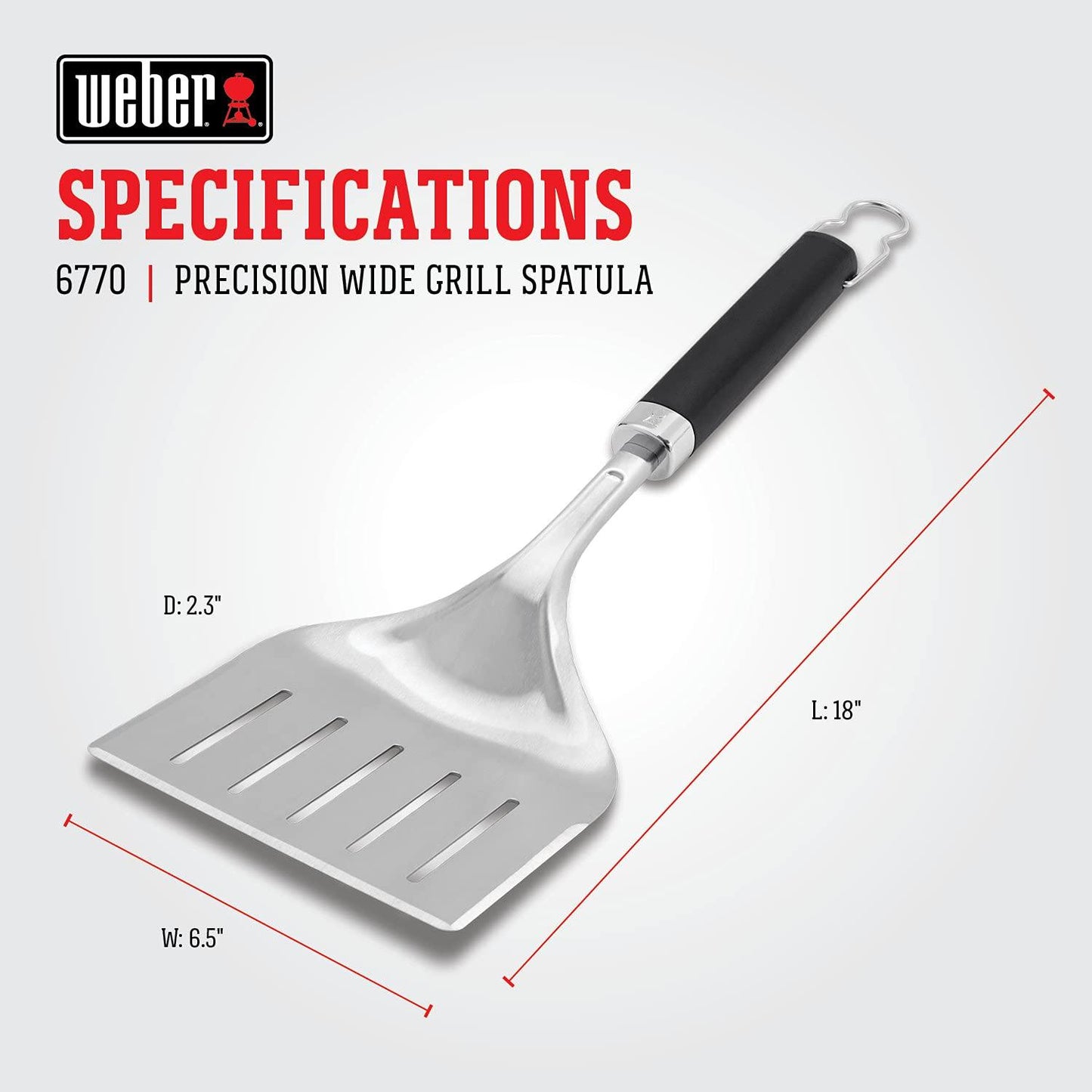 Weber Precision Grill Wide Spatula, Silver/Black, Large - CookCave