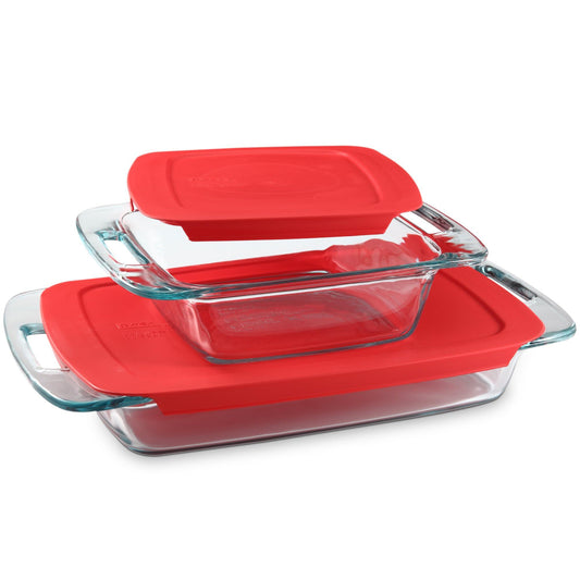 Pyrex 4-Piece Extra Large Glass Baking Dish Set With Lids and Handles, Oven and Freezer Safe - CookCave