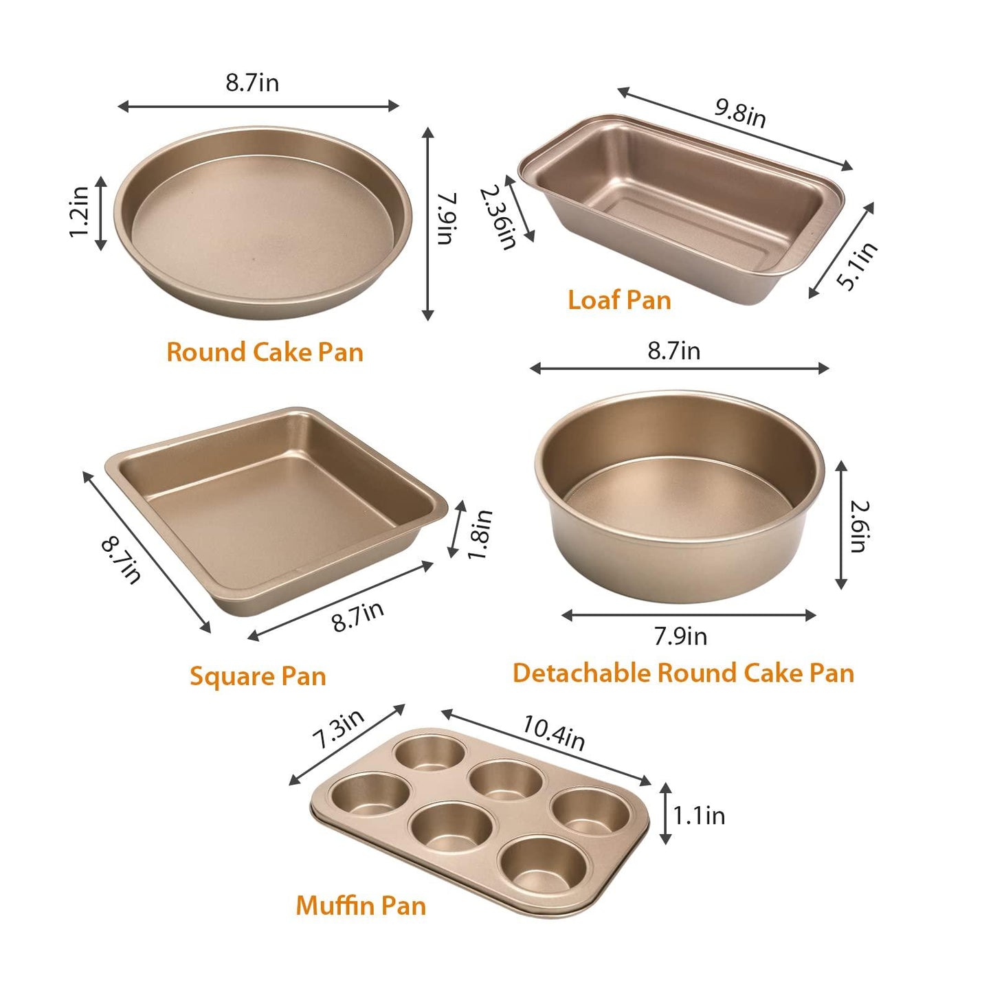 Nonstick Bakeware Sets Baking Pans Set Toaster Oven Trays, Kitchen Baking Essentials with Pizza Pan Cake Pan Bread Loaf Box Muffin Pan Cookie Sheet - CookCave