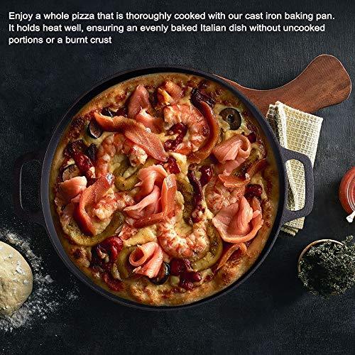 Max K 14-Inch Pizza Pan with Handles - Preseasoned Cast Iron Cooking Pan for Baking, Roasting, Frying - Black - CookCave