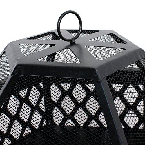 ZenStyle Hex Shaped 24” Fire Pit Outdoor Oil-Rubbed Bronze Heavy Steel Firepit Hexagon Wood Burning Fireplace for Patio, Backyard, Garden, Outdoor - CookCave