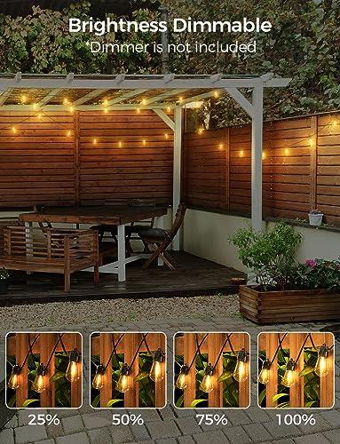 XMCOSY+ Outdoor String Lights 48Ft, Waterproof LED Outdoor Lights for Patio, Outside, Porch, Yard, House, with 16 Edison Shatterproof Dimmable Bulbs - CookCave