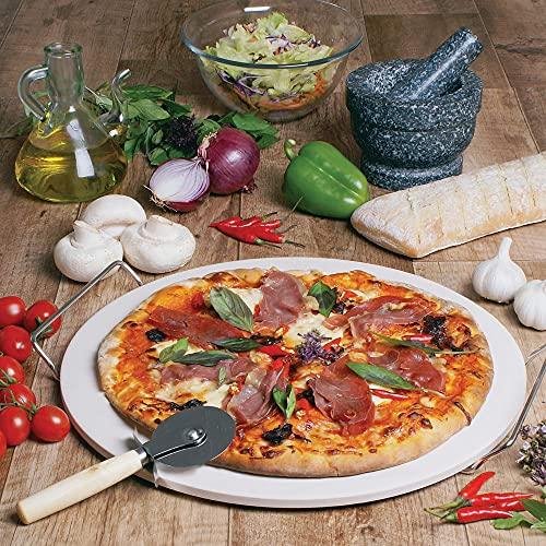 HUMOS 15" Durable & Safe Round Pizza Ceramic Stone for Best Crispy Crust, Stone For Grill, Oven, Kamado, Smoker, Weber, Kamado Joe, Thermal Shock Resistant (15") - CookCave