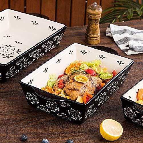 Original Heart Casserole Dish Ceramic Baking Pan 3pcs Bakeware Set Black Baking Dish for Oven 9x13 Baking Pan Casserole Dish Set Nonstick Baking Dishes for kitchen - CookCave