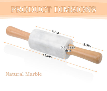 NUOYIA Small Marble Rolling Pin,Dough Roller 11.6 inch,Non-Stick Pizza Roller,No Rust,No Mold,Women's Kitchen Tool,Just The Right Weight for Pizza,Pasta,Pies,Pastries,Cookies,Fudge(White) - CookCave