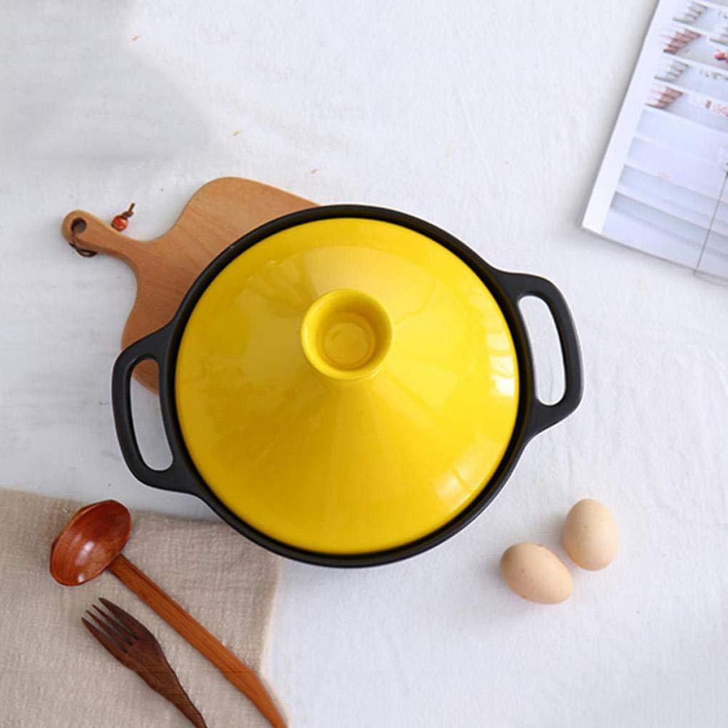 MYYINGBIN Yellow Moroccan Tagine Cooking Pot Cast Iron Enamel Stew Casserole Slow Cooker with Anti-Scalding Handles - CookCave