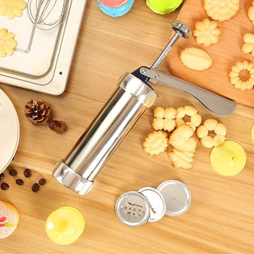 YOOUSOO Cookie Maker Cookie Press Gun, Kit Stainless Steel Biscuit Press Maker (with 20 Disc and 4 Nozzles) Homemade Baking Tool Biscuit Cake Dessert DIY Maker and Decoration - CookCave